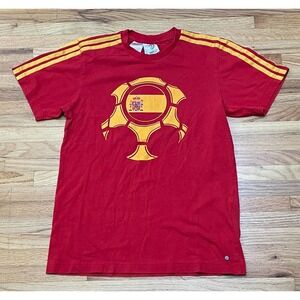 Adidas Men's XL Red T-Shirt Cotton Spain 2008 Euro Soccer Retro Kit Sportswear